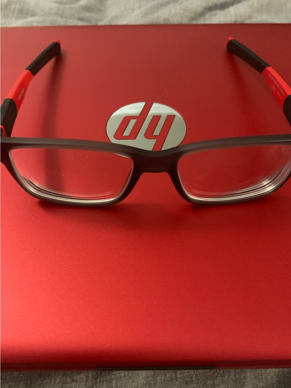Kids Oakley Field day Rectangular Eyeglasses with Black and Red Temples No Tint.
